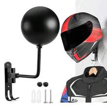 Motorcycle Bicycle Helmet Rack Wall Mount Motorbike Holder Hat Display Stand - Black - View 1