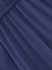 Teen Girl Flowy Loose Vacation Style Wide Leg Pants, Spring/Summer - Royal Blue - View 6