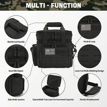 Large Capacity Men's Tactical Lunch Bag, Cooler Insulated Pouch, Heat Insulation, Suitable For Traveling For Work, Camping Picnic, Outdoor Activities, Office Use, MOLLE Webbing System - màu đen - Xem 3