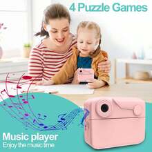 儿童相机即时打印，数码相机，适合3-12岁儿童的圣诞节生日礼物，适合幼儿的即时相机，适合5 6 7 8 9岁男孩女孩的便携式相机玩具 - 彩色 - 查看 10