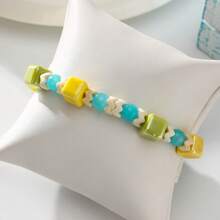 1pc New Colorful Ceramic & Glass Friendship Bracelet, Suitable For Gifts To Classmates