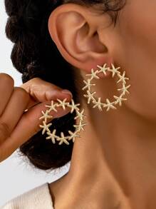 1 Pair Coral Ocean Themed Luxury Fashion Asymmetrical Exquisite Bohemian Style Earrings, Zinc Alloy Material, Suitable For Women To Wear On Beach Vacations And Parties