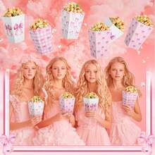 24 Pcs Pink Bow Popcorn Boxes Paper Kraft Coquette Bowknot Popcorn ...