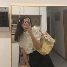 ナイロン餃子バッグハンドバッグ刺繍大容量トートバッグ防水折りたたみショルダーバッグ女性のバッグ - ブラック - チェックする 5