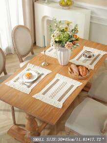 1 قطعة من منسوج الشراشيب الأنيق على الطراز القديم، مصنوع من القطن والكتان والجوت والدانتيل الريفي بنسيج شبيه بالكروشيه، قماش سميك، مناسب لطاولة القهوة والكومود والخزانة وحامل التلفاز والمفرش والطاولة الطعام وحصيرة الحماية وجري الطاولة وديكور المنزل وتجمعات العائلة وديكورات المناسبات والاستخدام الداخلي/الخارجي والتخييم والحفلات وحفلات الزفاف، متوفر بأحجام متعددة