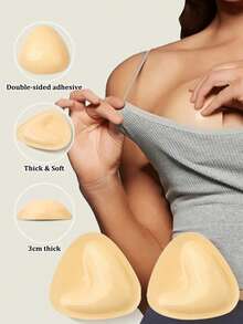 2pcs Double-Sided Adhesive 3cm Thick Push-Up Invisible Bra Pads For Bras And Swimsuit - Apricot - View 1