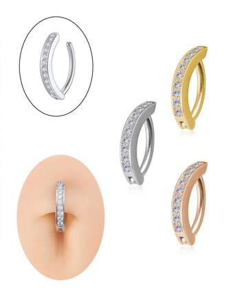 1 件时尚锆石肚脐环，经典身体珠宝礼物，适合日常佩戴