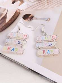 Customized Earrings, Beach Vacation Inspired Irregular Cut Shapes With Customized English Letter Print, Name, Slogan, Location, Or Date, Transparent Double-Sided Keychain, Suitable For Birthday, Family Gathering, Valentine's Day, Parent-Child, Couples, Anniversary Celebration, Gift For Mom, Dad, Friends, Boyfriend, Girlfriend, Daily Wear