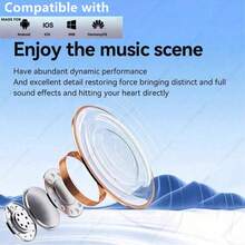 无线耳机，带ENC降噪功能，HiFi立体声麦克风，迷你入耳式耳机，带充电盒和LED数字显示屏，T2 TWS蓝牙耳机，透明ENC降噪耳机，数字电池显示，适用于智能手机的立体声耳机