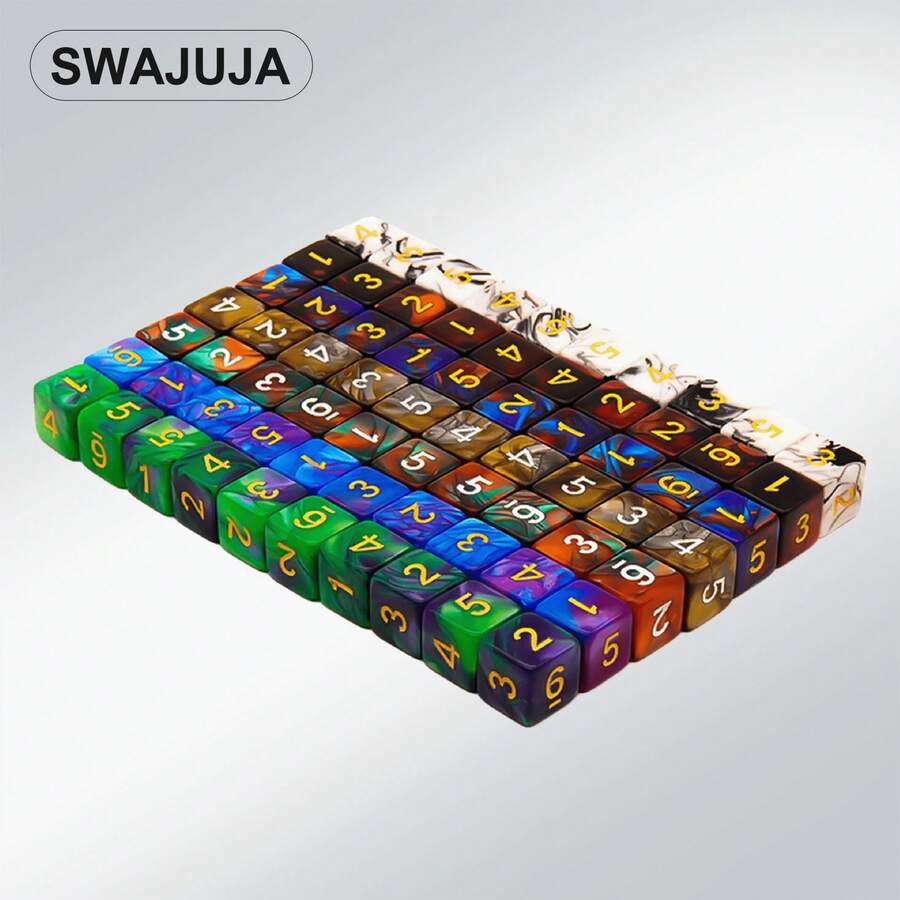 SWAJUJA 10PCS Polyhedral Dice - D6 Acrylic 16mm 6 Sided Double Color Game Dice For RPG, MTG, Table Games