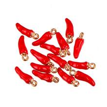 20/30Pcs Cute Red Chili Small Pendant Enamel Alloy Mini 3D Simulated Handicraft Jewelry Accessories For DIY Making Bracelets, Earrings And Key Chains