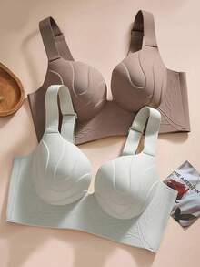 5-Pack Women's Underwear Bra Solid Color Seamless Gathering Big Breasts To Make Them Look Smaller And Smaller, And To Prevent Sagging, Adjustable Type, No Steel Ring Bra, Casual And Comfortable, Non-Removable Breast Pads For Women - Nhiều màu - Xem 3