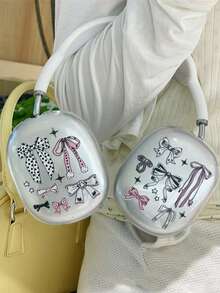 Bow-Knot New Fashion INS Style Colorful Painted Designs: Stars, Cats, Fish, Butterflies, Hearts, Bows Compatible With IPhone Air Pods Max Headphone Case Cover - Full Screen Bow - View 2