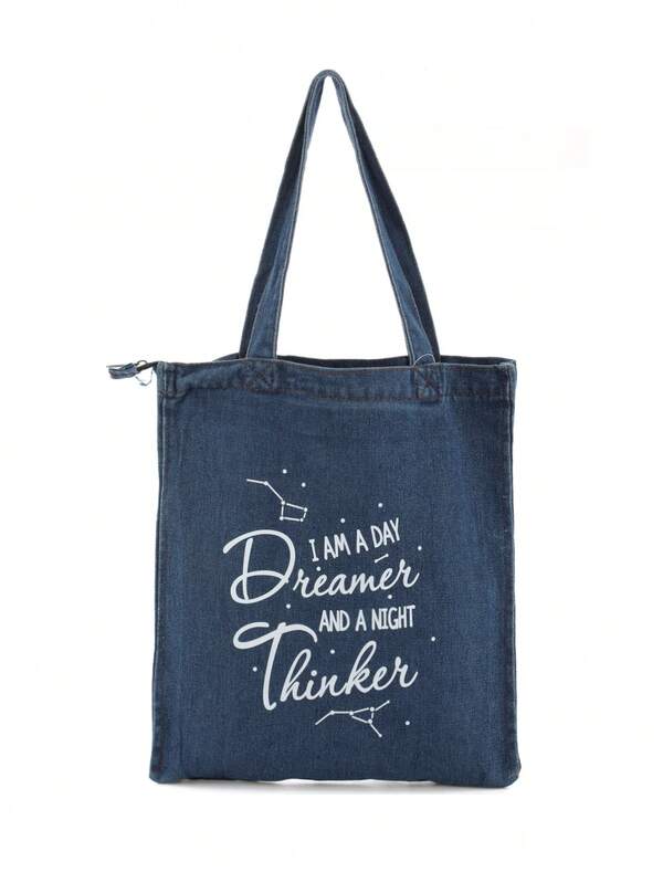 33,5*34,5*6 cm Vintage zerrissene Denim Shopper Tasche mit Teddybär - Süße lässige Schultertasche