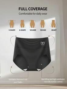 QUASTI 5 Pcs Women's Dopamine Stripes Breathable Comfortable Fit Women's High Waisted Panties Elastic Comfortable - 混合顏色 - 查看 3