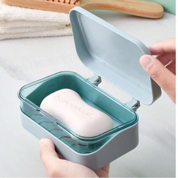Creatieve zeephouder met dubbele afvoer voor thuisgebruik, geen boren nodig, badkamer, douche, reiszeepdoos, minimalistische transparante opbergdoos voor terug naar school