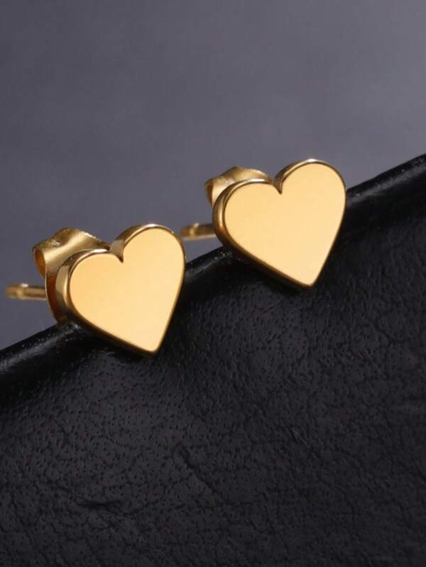1 Pair Stainless Steel Earrings Korean Sweet Heart Fashion Stud Earrings For Women Jewelry Party Friends Wedding Gifts NEW