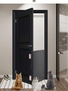 Adjustable Black Pet Gate Door, Easy Install No-Drill Indoor Stair Fence, Dog Gate, Cat Enclosure, Self-Closing Pet Door Gate For Indoor Outdoor Use