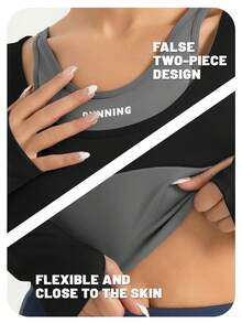 Soyun 女士二合一文胸修身柔软亲肤适合户外运动休闲居家健身 - 黑色 - 查看 7