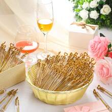 48/60pcs Mini Bubble Wands (No Bubble Fluid Included), Golden Color Bubble Sticks, Wedding Favor, Suitable For Wedding, Celebration, Anniversary, Birthday, Without Bubble Liquid, Summer Pool Party, Birthday Party, Outdoor Party, National Holiday, Christmas, Halloween, Back To School Fall Decor Autumn Decor