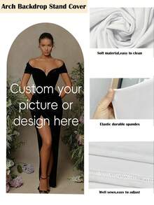Personalized Spandex Arch Cover - Custom Arch Backdrop Cover Fit Round Top Backdrop Frame Stand, Arch Backdrop Cover For Birthday, Theme Party, Wedding,Multiple Size Options ,Forever Love - Multicolor - View 2
