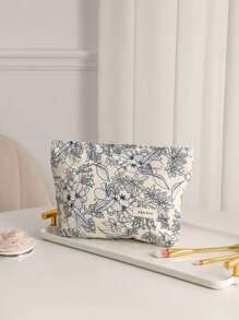 1pc Makeup Bag Relief Flower Cosmetic Bag Women Bags For Make Up , Small Bag Storage Makeup Case,Travelling Bags For Ladies,Pencil Case Daily Big Large Capacity Makeup Brushes Travel Toiletry Bag Organizer Make Up Bag
