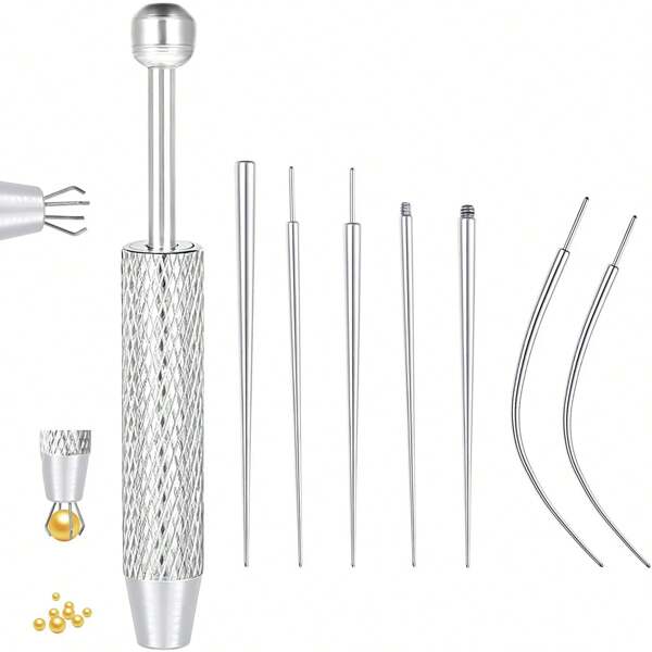 Set Of 6 Tools For Changing Body Jewelry, Including Threadless And Threaded Options In 16G And 18G Sizes, Suitable For Various Piercings Such As Ears, Nose, Navel, Nipples, Lips, Eyebrows, And Tongue.