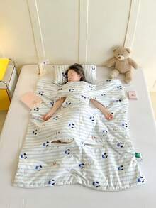 1 件装加厚腹部保暖防踢毯袋，卡通恐龙印花双面多功能幼儿睡袋，适合身高 100 厘米/120 厘米/150 厘米以下