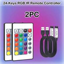 1pc/2pcs 24-Key Infrared RGB LED Controller, 4-Pin USB 5V Control Cable, Remote Control Dimmer For 5050/3528/2835 RGB LED Strips