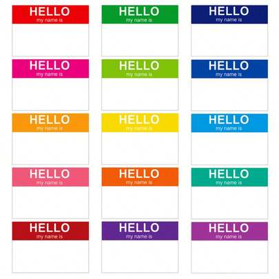 15/30Pcs Personalized Name Tags With Color Stickers For Both Men And Women, (3 "X2") Hello, My Name Is Peel&Stick Identification Badge For School, Office, Conference And Family Gatherings, And School Supplies, School Supplies, Back To School