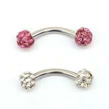 16G Crystal Ferido Ball Curved Barbell Eyebrow Ear Ring Body Piercing Jewelry 8mm