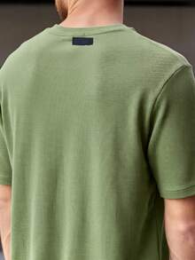 RelaxMax Men's Casual Oversized Textured Mesh Shirt - Olive Green - View 2