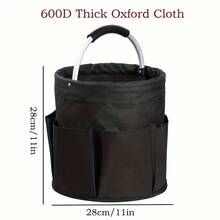1 件 600D 牛津布花园工具储物桶，多口袋手持折叠桶，花园工具收纳袋