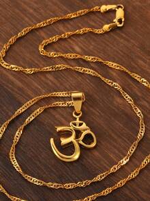 1pc New Design Symbol Pendant Necklace, Unisex Yoga Chain, OM Religious Jewelry Accessory Used In - Multicolor - View 1