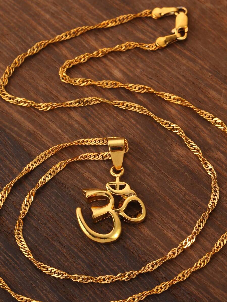 1pc New Design Symbol Pendant Necklace, Unisex Yoga Chain, OM Religious Jewelry Accessory Used In - Multicolor - View 1