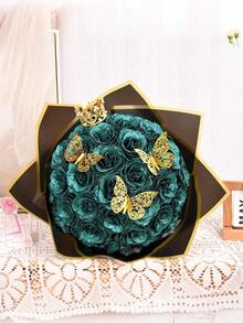 MEHELANY 20支装 2.76英寸人造闪光玫瑰花束，深绿色人造玫瑰，永不凋谢的闪光人造玫瑰花束，适用于周年纪念、订婚、结婚礼物、家居、房间、办公室、厨房装饰、派对装饰、情人节、母亲节、生日礼物，送给女友、妈妈、女士（含包装纸）