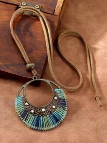 1 chiếc vòng cổ Bohemian cổ điển dành cho phụ nữ, vòng cổ mặt dây chuyền đính đá nhiều màu thủ công, dây chuyền bằng da PU/dây đan cá nhân hóa hình học, đa năng để đeo hàng ngày, tiệc tùng, đi làm - Nhiều màu - Xem 6