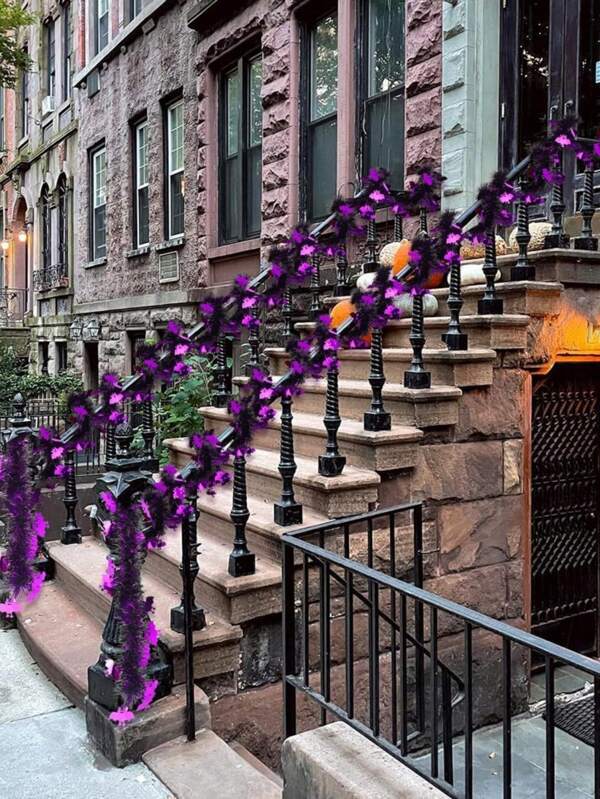 1 szt. 6,56 stopy Halloween Tinsel Garland, wiszące nietoperze brokatowe skręcone dekoracje do dekoracji wnętrz i na zewnątrz domu, artykuły na imprezę Halloween