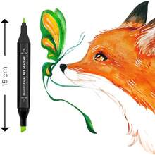 Raganet, 100 Plumones Doble Punta, Marcadores Punta Ancha y Delgada, No Tóxicos, De Dibujo Profesional y Para Niños, Exterior Color Negro (100 Colores Diferentes) - 1 - Ver 8