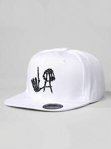 1 件可调节刺绣骷髅 LA 平檐棒球帽，户外防晒休闲帽，适合春季、秋季、旅行、海滩度假、男士、Y2K 风格