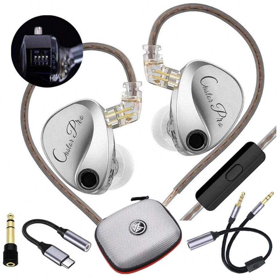 KZ Castor Pro Newest Original Harman Tuned HiFi Monitoring Earphones Adjustable Frequency Music Earbuds In-Ear Passive Noise-Proof Earphones With Microphone - Castor Pro Silver - View 1