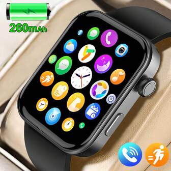 Women Men 1.85 Inch Full Touch Square Smart Watch Wireless Call Information Push Pedometer Calculator Sports Fitness Multil Dial Smartwatch Music Remote Control Stopwatch Weather Alarm Clock For Android IOS Smart Bracelet