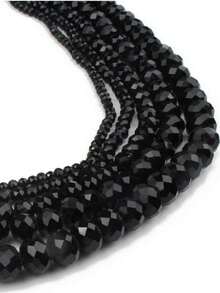 Hạt pha lê Áo màu đen cắt cạnh 2/3/4/6/8/10/12mm Rondelle hạt rời dùng làm đồ trang sức, vòng tay, vòng cổ, khuyên tai, thiết kế túi xách - màu đen - Xem 3