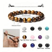 7/14/28 Pcs/Set Natural Stone Adjustable Beaded Bracelet, Asymmetrical Stone Bracelet Suitable For Men And Women, Ideal For Daily Wear And Gift-Giving