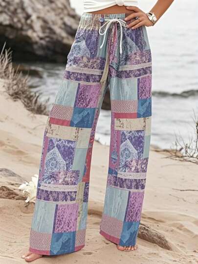 Ditsy Floral Casual Vacation Style Pants For Women