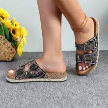 Womens Slides With Cork Footbed Open Toe Adjustable Webbing Flat Sandals For Walking | Beach | Indoor POWDER-03 - 黑色 - 查看 4