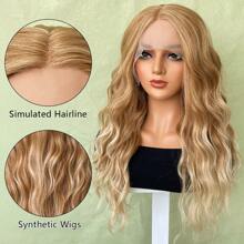 Women's Wigs, Blonde Wavy Curly Wigs, 13*4*1 T-Type Lace Synthetic Wigs, Suitable For Daily Party Festivals And Role-Playing Wigs