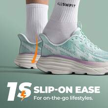 Women's Slip On Walking Shoes Hands-Free Cushion Running Tennis SwiftPlush Non-Slip Comfortable Workout Gym Athletic Fashion Sneakers - 薄荷綠 - 查看 3