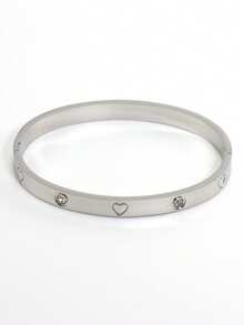 18K镀金316L不锈钢心形手链，适合女性日常佩戴，欧美经典流行款式，镶嵌方晶锆石，大方奢华腕饰，婚礼首饰套装，送给女孩、女士、母亲、亲戚、朋友的礼物，美丽的婚礼、生日、母亲节、女友/情人节 - 彩色 - 查看 9