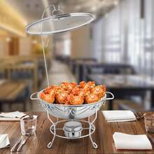 Chafing Dish Edelstahl Warmhaltebehälter 6L Speisewärmer, Wärmebehälter Rechaud Chafing Dishes Speisenwärmer für Catering Buffet und Party - Silber - Übersicht 8